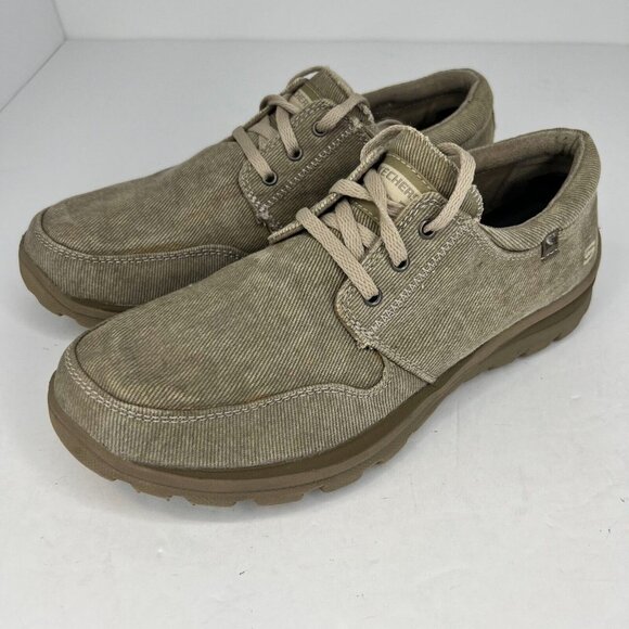Skechers Mens 64108 Taupe Canvas Lace Up Superior Oxford...